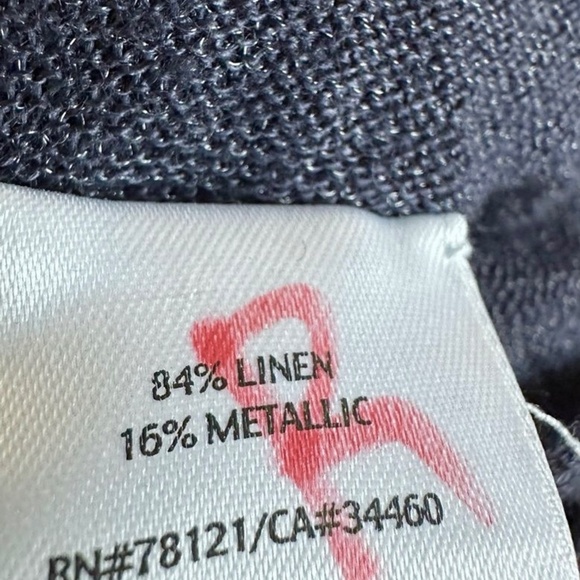 EILEEN FISHER Blue Linen Cropped Cardigan L - Picture 8 of 8